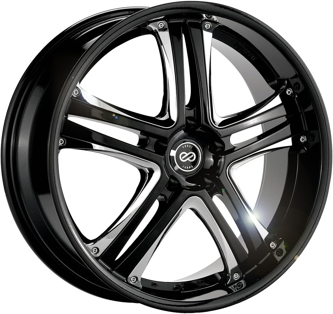 18x8 Enkei AKP (Black w/ Chrome Trim) Wheels/Rims 5x114.3 (452-880-6540BK)