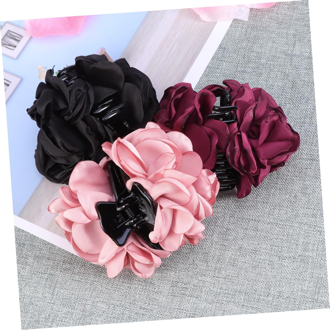 PACKOVE 8stücke Teiliges Große Haarklammern Mit Rosendekor Für Damen Rutschfeste Haarspangen Weinrot Marineblau Für Hochzeiten Partys Und Besondere Anlässe