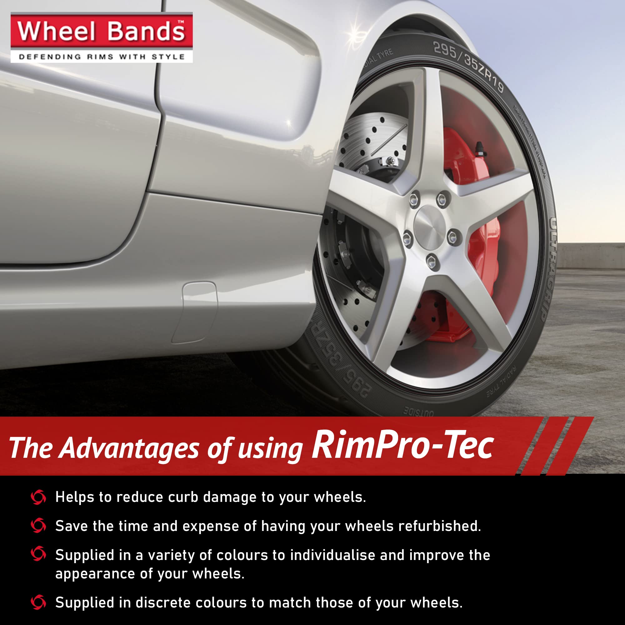 RIMPRO-TEC, Rim Protectors and Rim Savers, Reduces Edge Damage, 4X Fine Interior Scratches + 4X Base, Protector for Car Wheels (Intérieur Bleu Noir Noir)