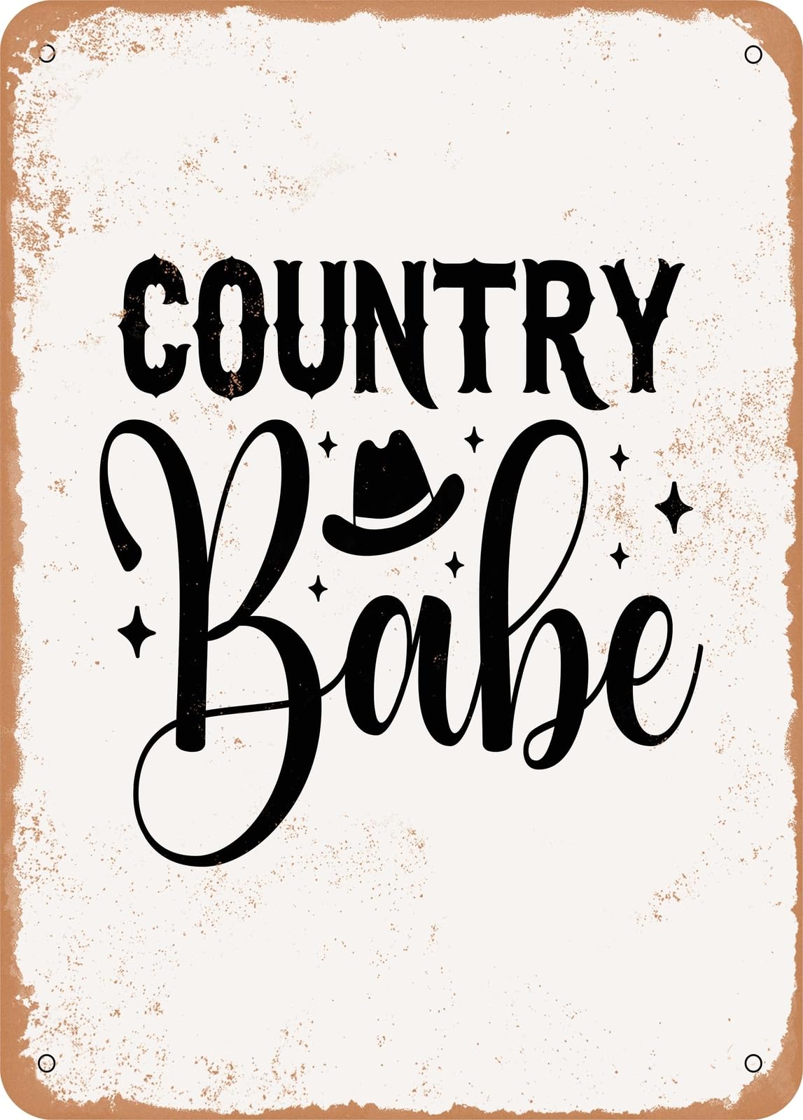 Miaomansenstore Metal Sign - Country Babe - Vintage Rusty Look Home Decor