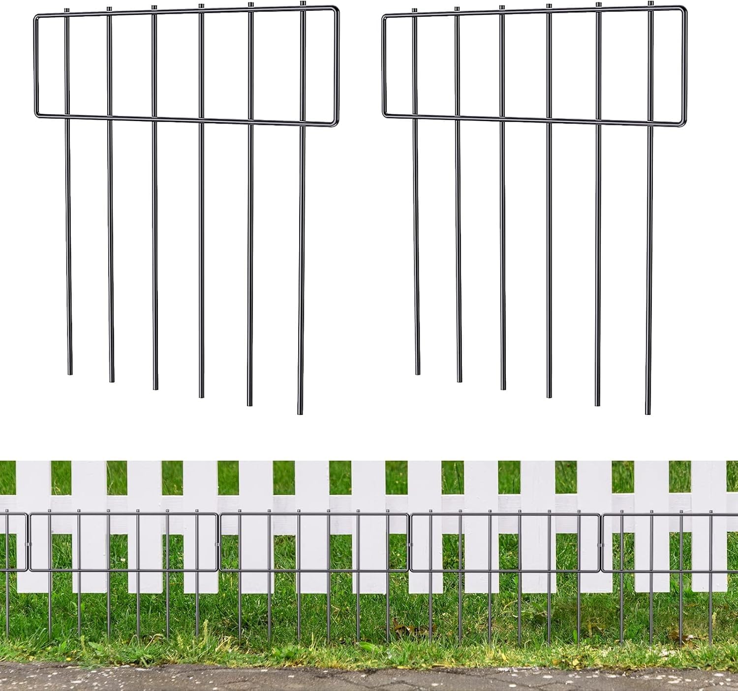 LIANTRAL Tier Barriere Zaun, Dekorativer Gartenzaun, rostfreier Metalldraht, Kein Graben-Zaun Patio-Grenze Tierzaun für Hunde Kaninchen im Freien Patio