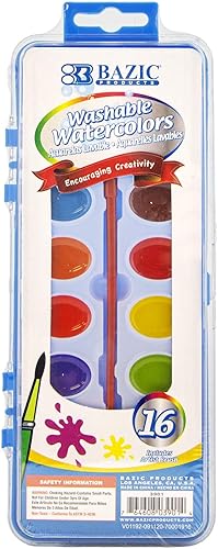 BAZIC - Juego de pintura semihúmeda de 16 colores pintura no tóxica pintura artística divertida paquete de 1