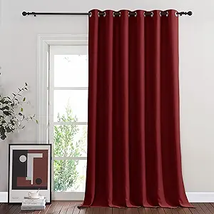 NICETOWN French Door Curtain for Window Extra Long & Wide, Grommet Thermal Curtain Panel for Sliding Glass Door/Patio Door (Burgundy Red, 1 Piece, W80 x L108)