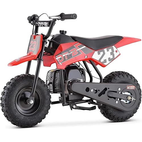 Mini Kid Dirt Bike, 49 CC 2-Stroke Gas Bike with Off-Rode Tire, Suspensions, Disc Brakes, Max Load 160Lbs, Up to 20Mph, EPA Approved