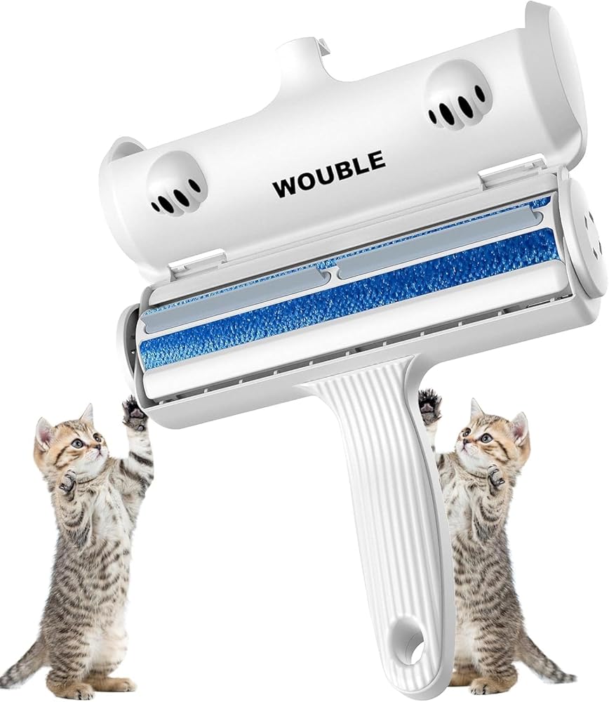 Pet Hair Remover Roller, Wouble Reusable Lint Roller for Pet Hair,Dog Cat Hair Removal Brush, Self Clean Pet Fur from Carpet, Furniture, Rugs, Laundry, Bedding, Sofa-White