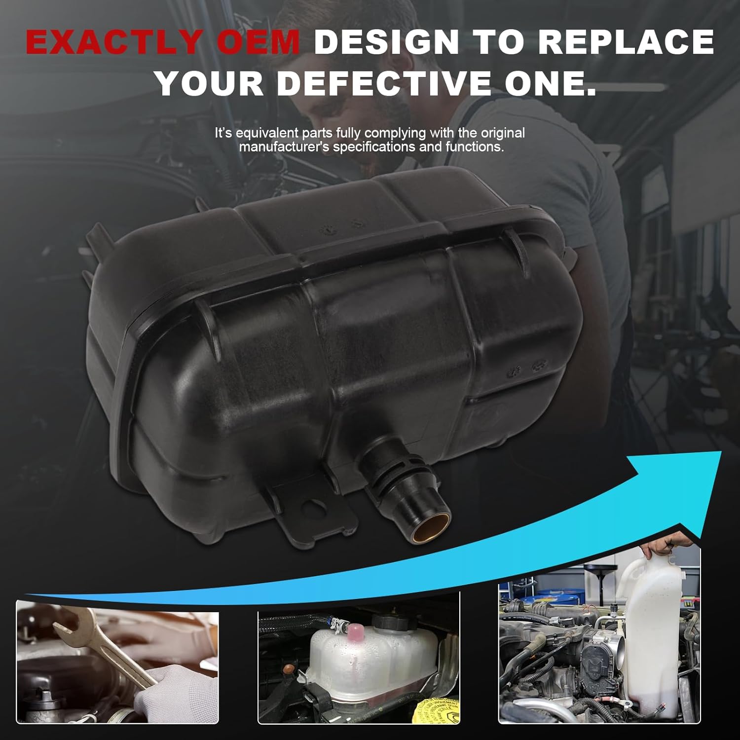 Engine Coolant Reservoir Tank Recovery Bottle Compatible with Wrangler 2.0L L4 2019-2023 Replace 68364312AA 68364312AB 68364312AC