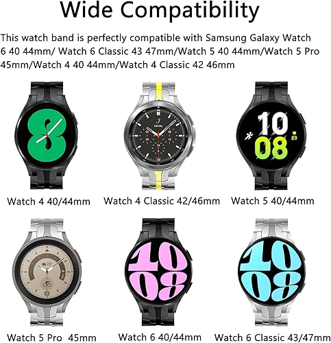 Miniatura 2 de Correa sin huecos compatible con Samsung Galaxy Watch 654 Band 1.575 in1.732 in Galaxy Watch 64 Classic Band 4243471.811 in Galaxy Watch 5 Pro 1.772