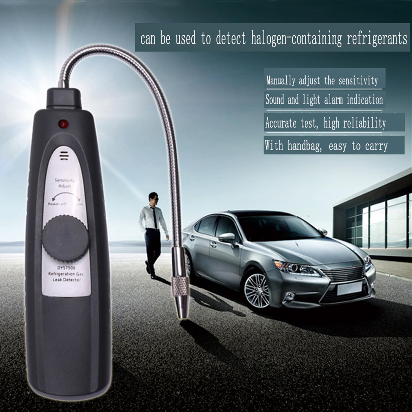 Detector profesional de fugas de refrigerantes HVAC con sensibilidad ajustable para unidades de aire acondicionado de coche y hogar, detector de fugas de refrigerantes halógenos