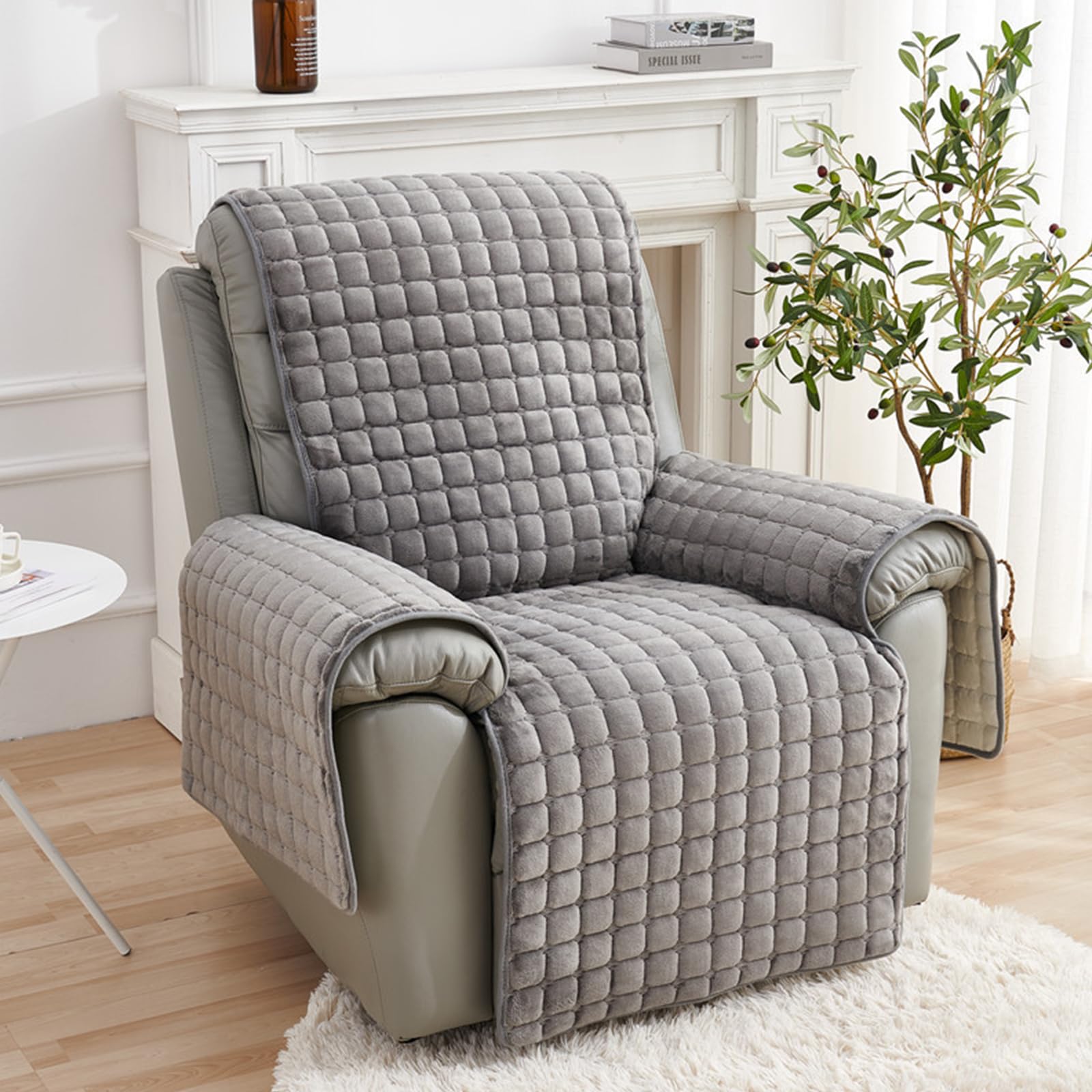 Refein Grey Recliner Chair Cover Armchair Covers, Waterproof Recliner Sofa Covers Furniture Protector Slipcovers, Machine Washable Armchairs Protector Couch For Kids And Pets