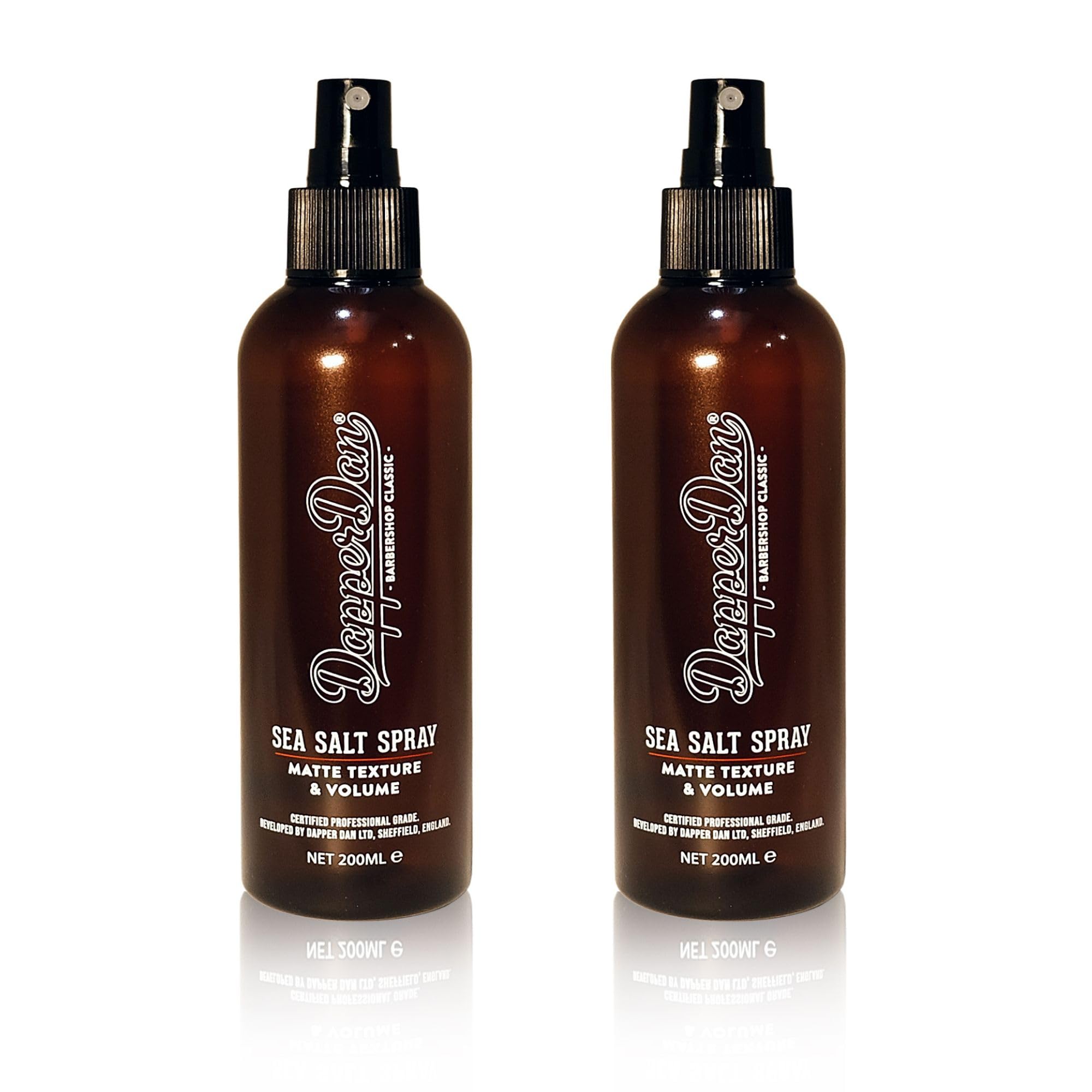 Dapper Dan Meersalz-Haarspray für Männer Duo-Pack, texturierendes Spray für Volumen, Dicke & mattes Finish, Strandwellen, Surfer-Stil, natürlicher Look, Sandelholzduft, 2 x 200ml