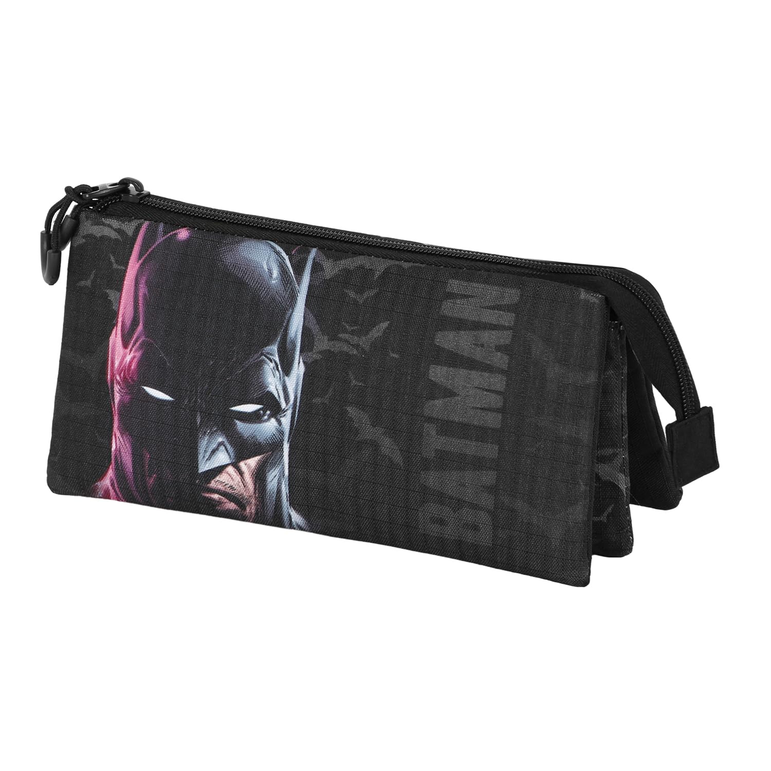 Karactermania Batman Face-Triple Pencil Case, Black, 23 x 11 cm