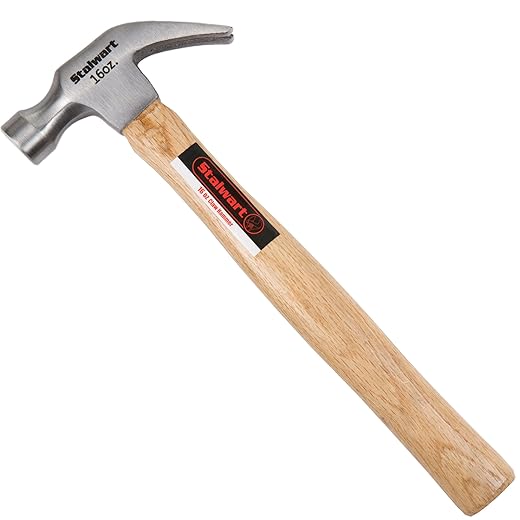 16 Ounce Claw Hammer – Basic Hand Tool for DIY and Woodworking with Natural Wood Anti-Vibration Handle and Drop Forged Steel Head by Stalwart