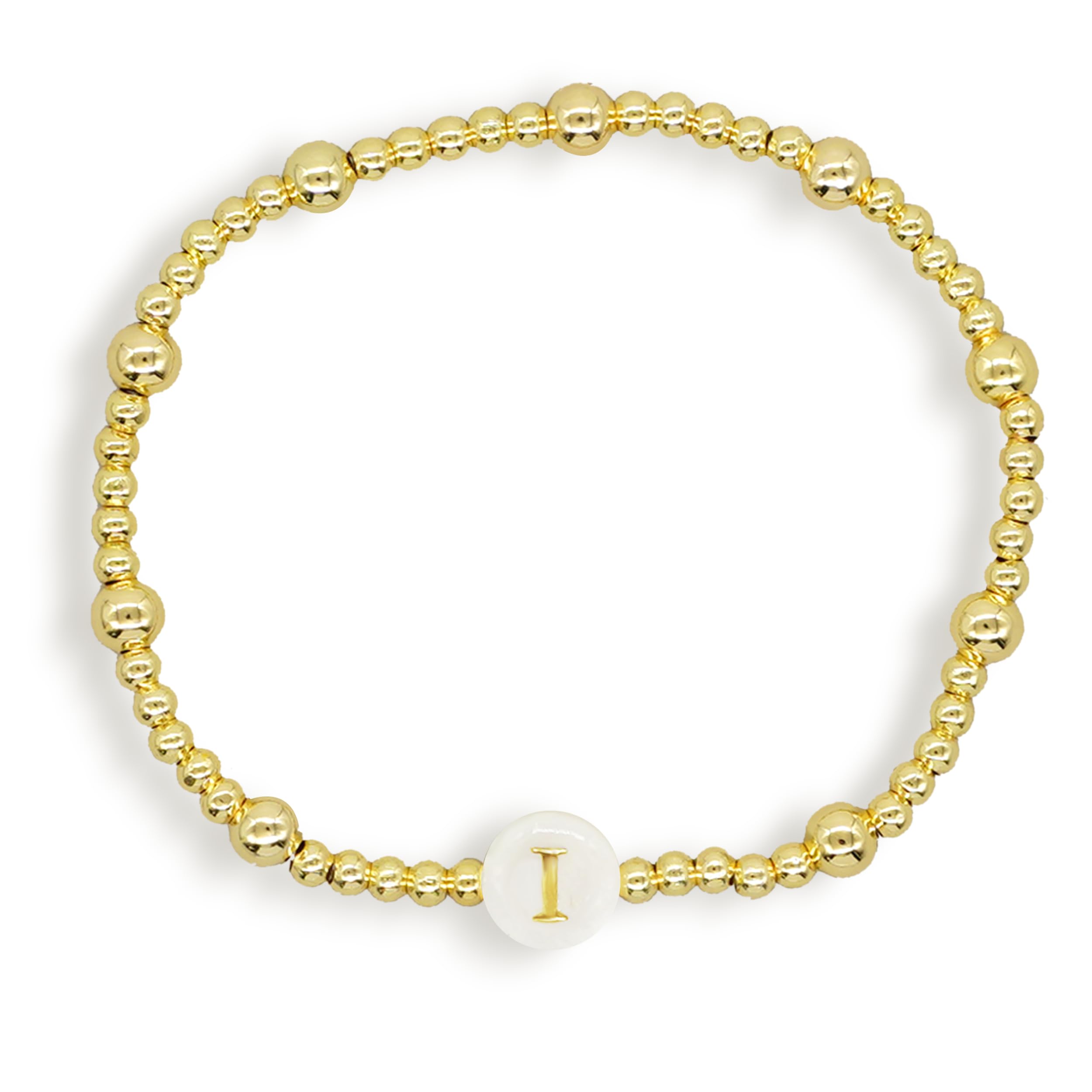 Agriajun Valentines Day Gold Beaded Initial Friendship Stretch Bracelets for Women Trendy Boho White Cross Heart Letter Name Stackable Beads