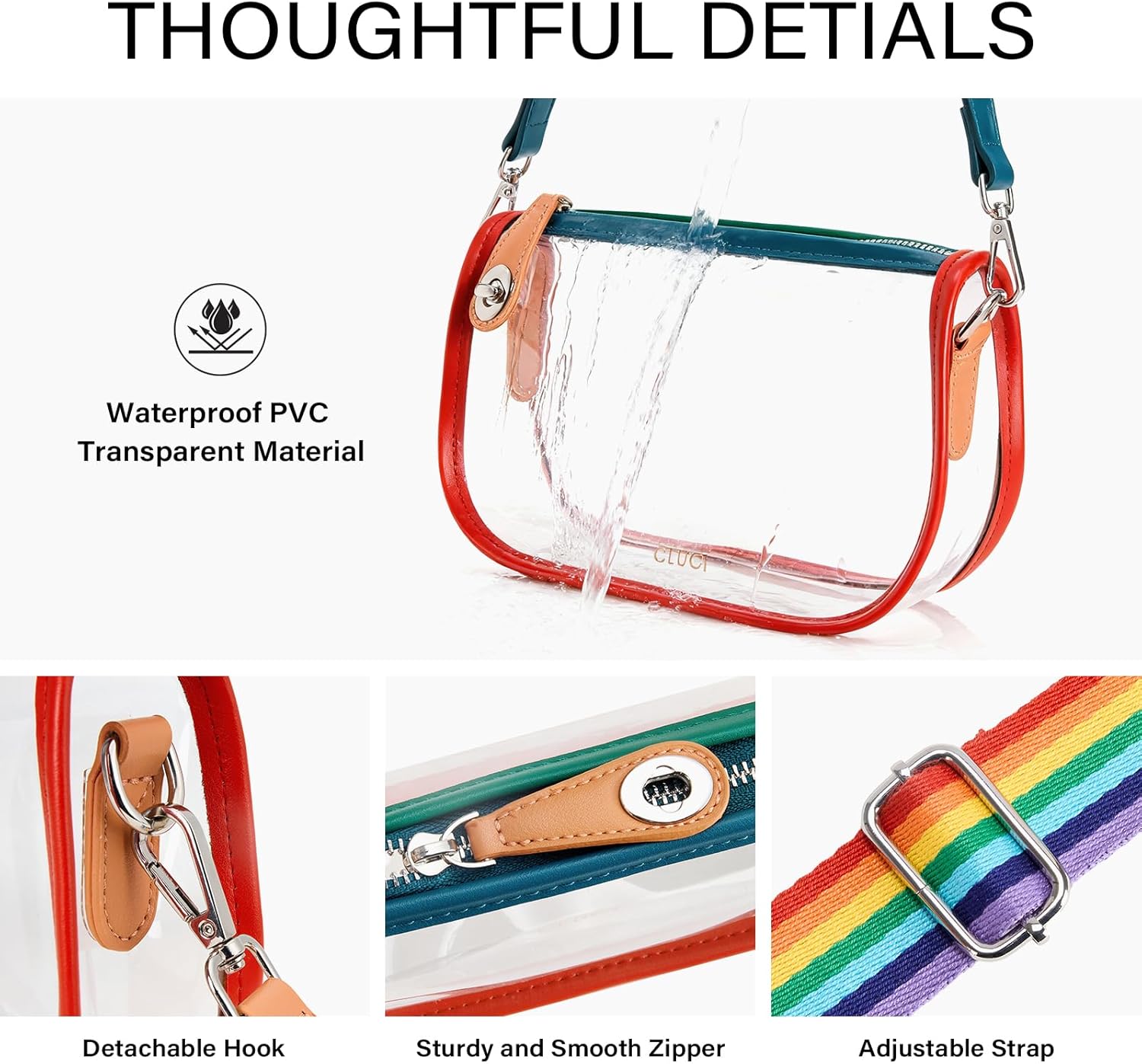 CLUCI Clear Bags for Women,Small Clear Purse,Clear Crossbody Bag,Clear Shoulder Bag for Concerts Sports Events Festivals - Image 6