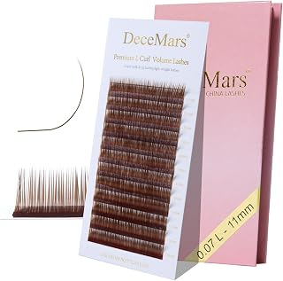 DeceMars Classic Individual Eyelash Extension Supplies 0.10mm Thickness LC Curl 8-15mm Mixed Tray Natural Soft PBT Mink Brown False Lashes Extension (0.10-LC, 8-15mm Mixed)