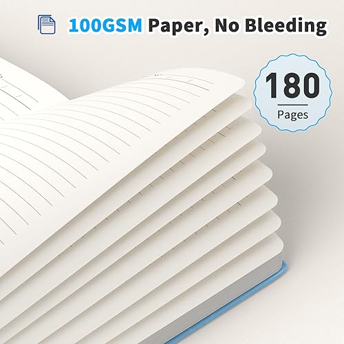 Miniatura 4 de Oucaru Cuaderno rayado, paquete de 8, 180 páginas, diarios A5 para escribir, papel grueso de 100 GSM, cuadernos pequeños diarios para mujeres y