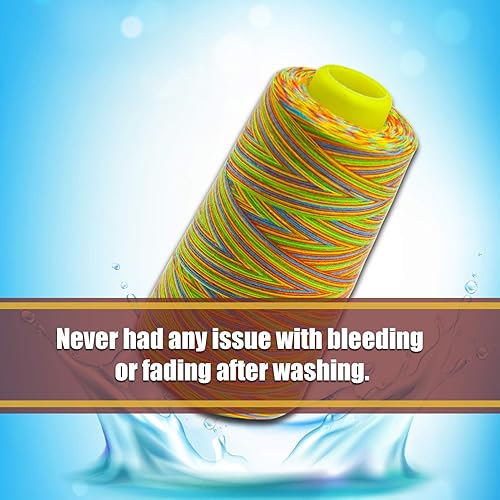 Miniatura 4 de Hilo Serger, hilo multiusos para coser, hilo arcoíris, hilo de coser de poliéster jaspeado, 4 conos de 3000 yardas cada carrete para hilo de máquina