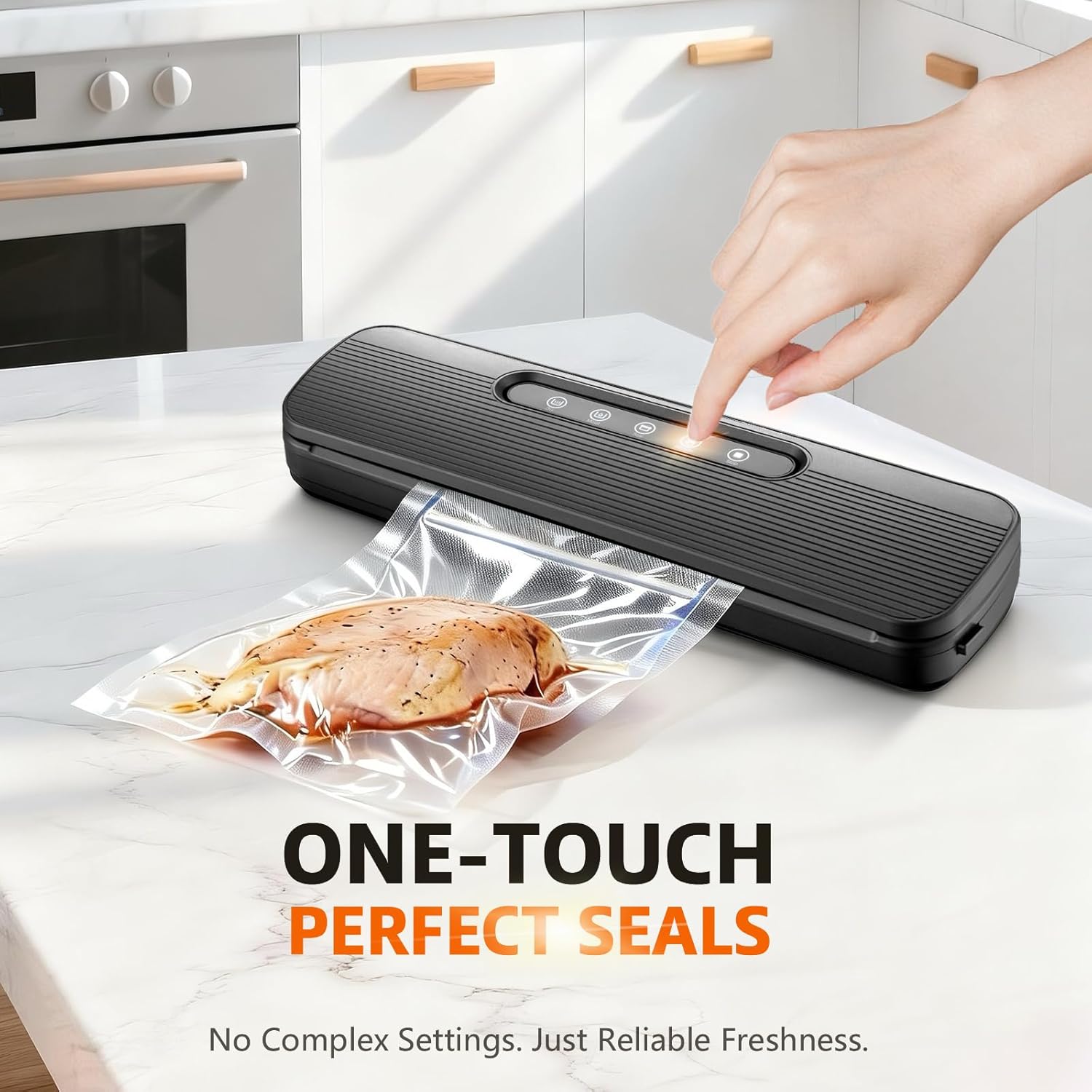 Vacuum Sealer Machine for Food Preservation | High Suction Food Sealer with Double Seal Technology | Compact Meat Sealer with Built-in Cutter & Bag Storage | Dry & Moist Modes for Sous Vide (Black)