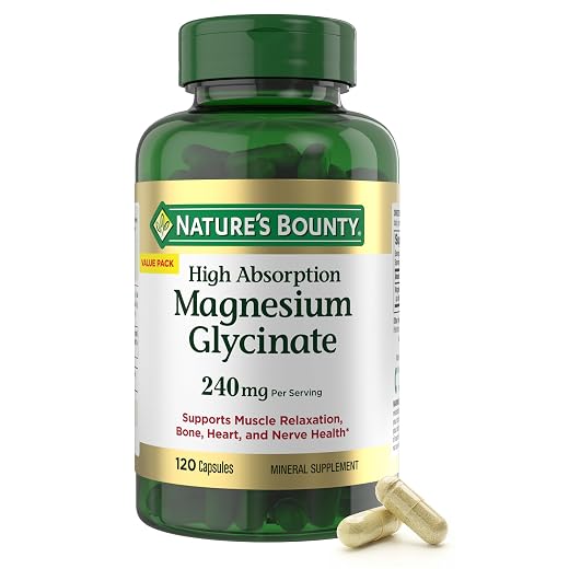 Nature’s Bounty High Absorption Magnesium Glycinate 240 mg Capsules, 120 ct