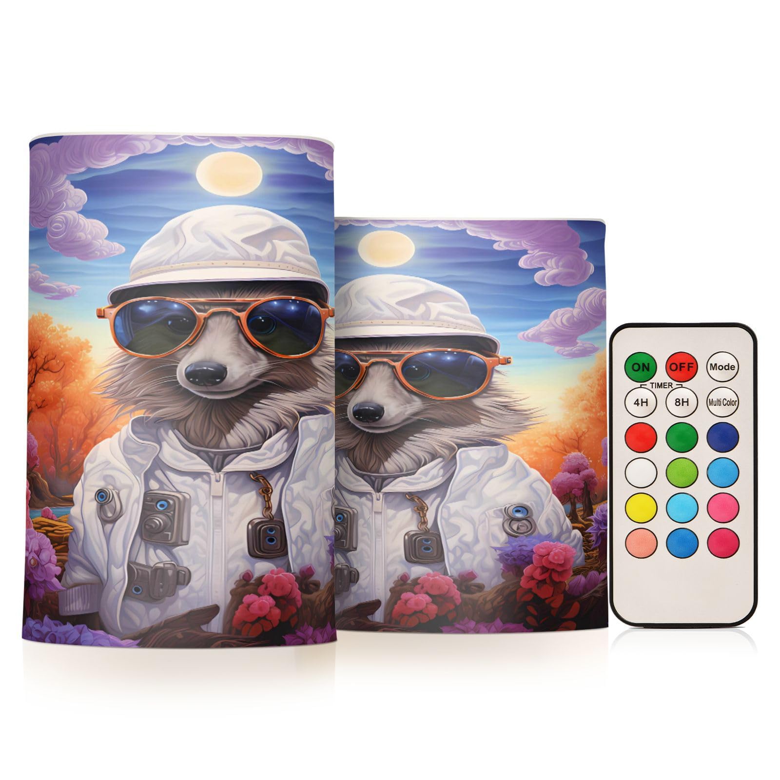 ALAZA Wolf (44) Flickering Flameless Candles Battery Operated with Remote Timer,Tea Light Candles LED Pillar Votive Candles Set of 2 for Outdoor Indoor Decorations