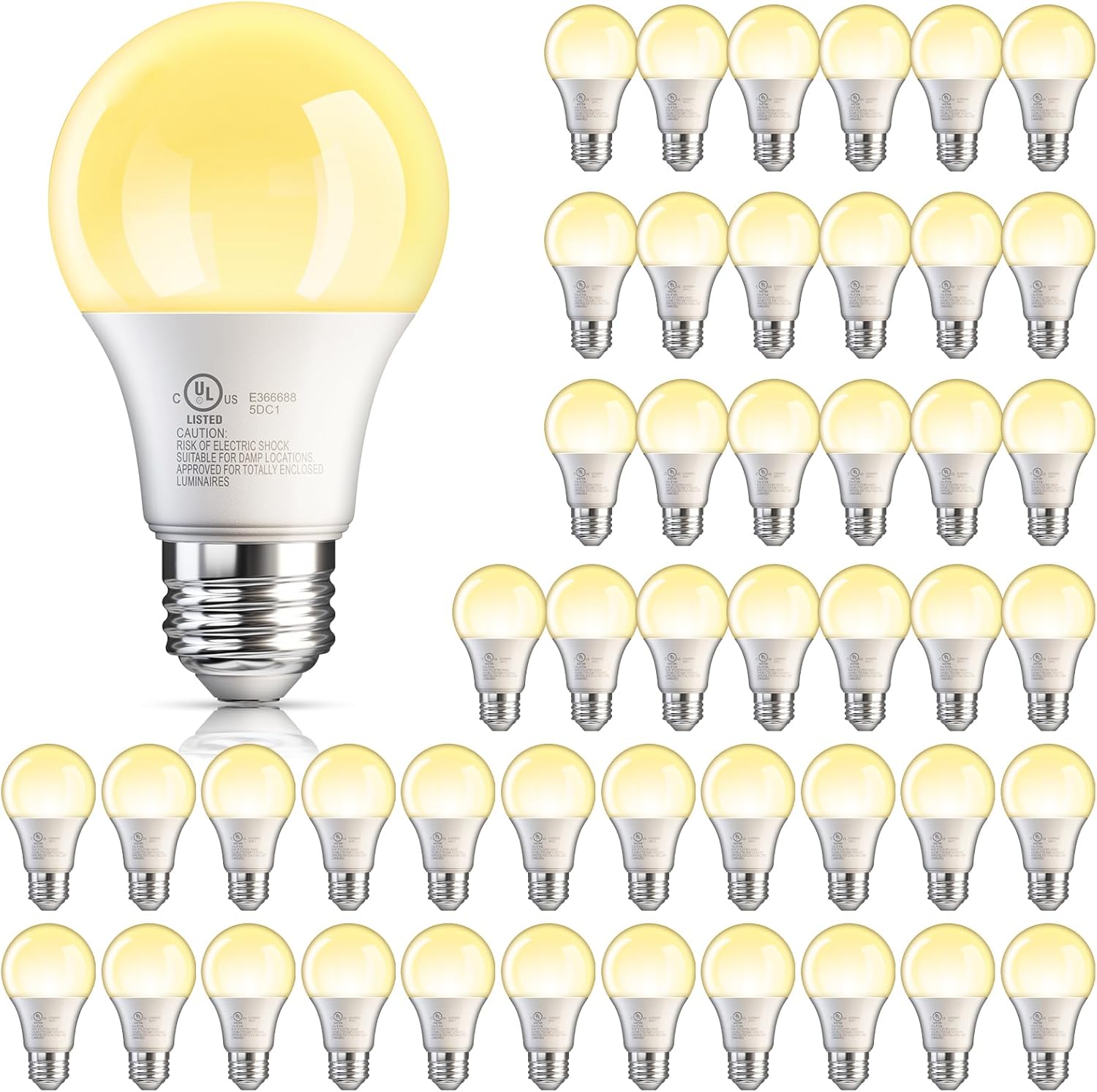 TJOY A19 48 Pack LED Light Bulbs 60W Soft White 2700K, 9Watt Efficient, 60 Watt Equivalent, 800 Lumens, E26 Medium Base, Non-Dimmable Energy Saving Lightbulb, 80 CRI, 120V, UL Listed