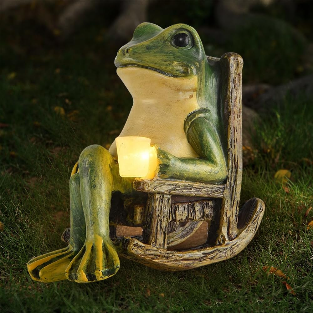 Figurki żaby do ogrodu, figurki żaby, dekoracja na zewnątrz, solarna żaba, dekoracja ogrodowa, figurka zwierzęca, z wodoszczelnymi diodami LED, na taras, trawnik, do domu, na podwórko
