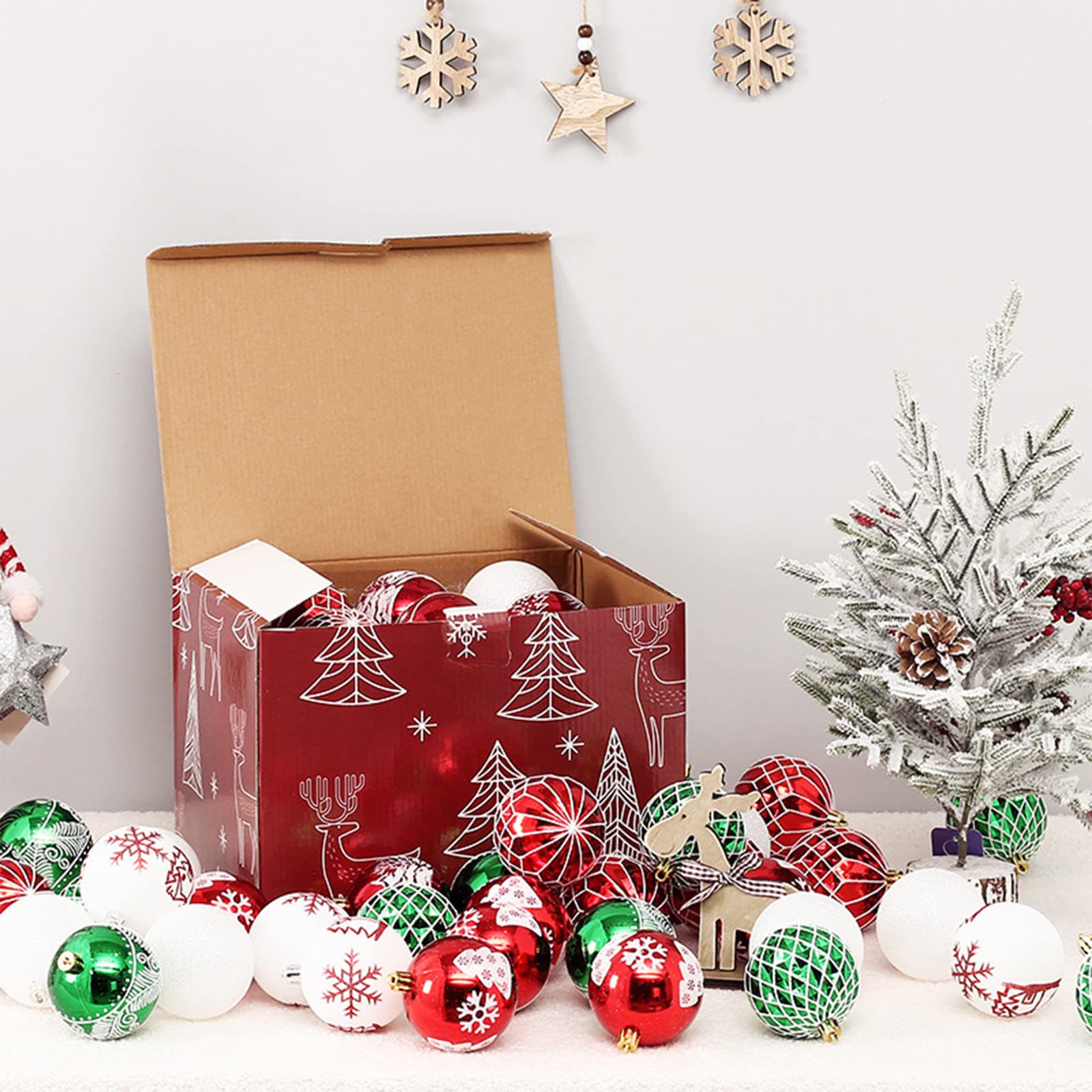 Coffret de Couleurs de Boules de Noël Peintes, 36 Pièces, Décor à Suspendre pour Arbre de Noël, Boules de Noël, Décoration d'arbre de Noël, Boules Suspendues Incassables pour