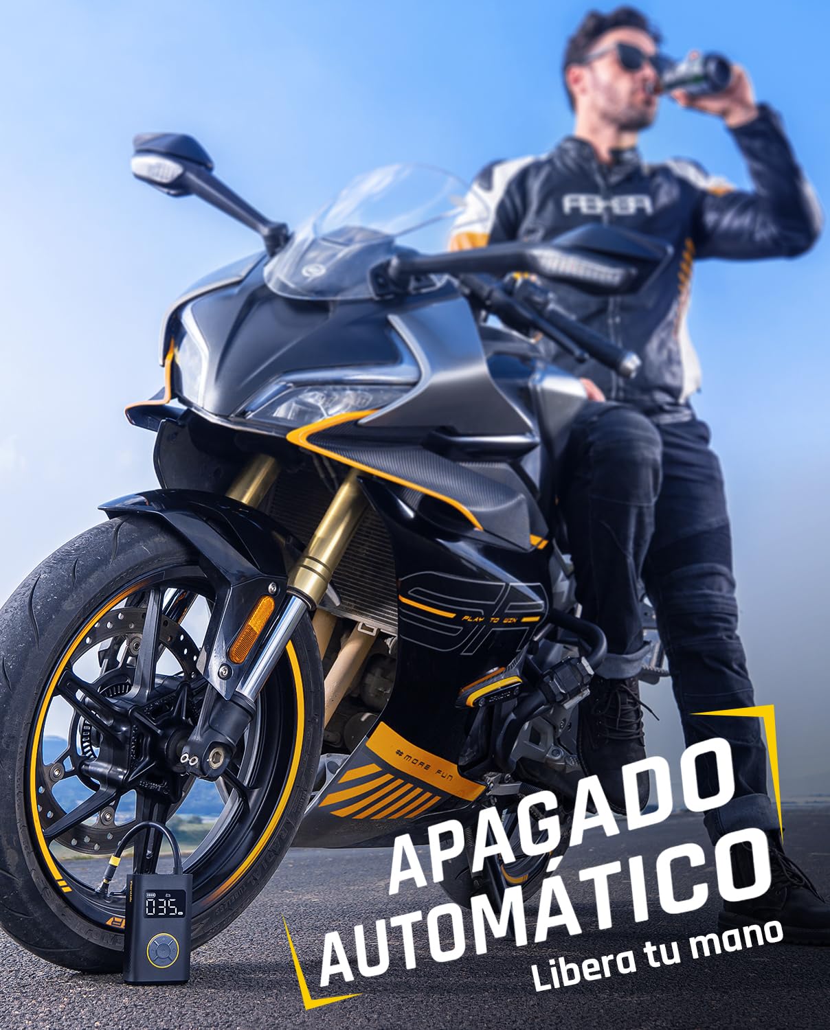Fanttik X9 Pro Inflador de Neumáticos Portátil para Moto, Bomba Eléctrica de 27s de Inflado Rápido con Manómetro Digital para Neumáticos, Compresor de Aire de 150PSI para Coche Compacto, Bola