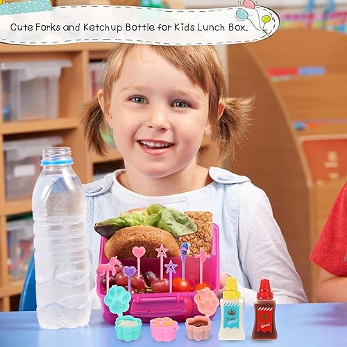 Miniatura 4 de 50 piezas de accesorios para cajas Bento para niños, incluyendo palillos de alimentos, mini botellas de condimentos, botellas exprimibles de