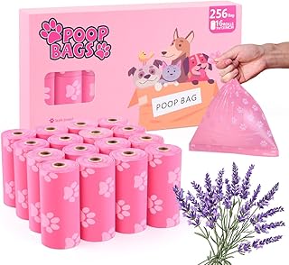 Ninsetinsoe Pink Biodegradable Dog Poop Bags with Holder - 256 Large Poop Bags, Corn Starch Mixed Compostable Extra Thick Strong Leak Proof Poop Bags for Dogs product image