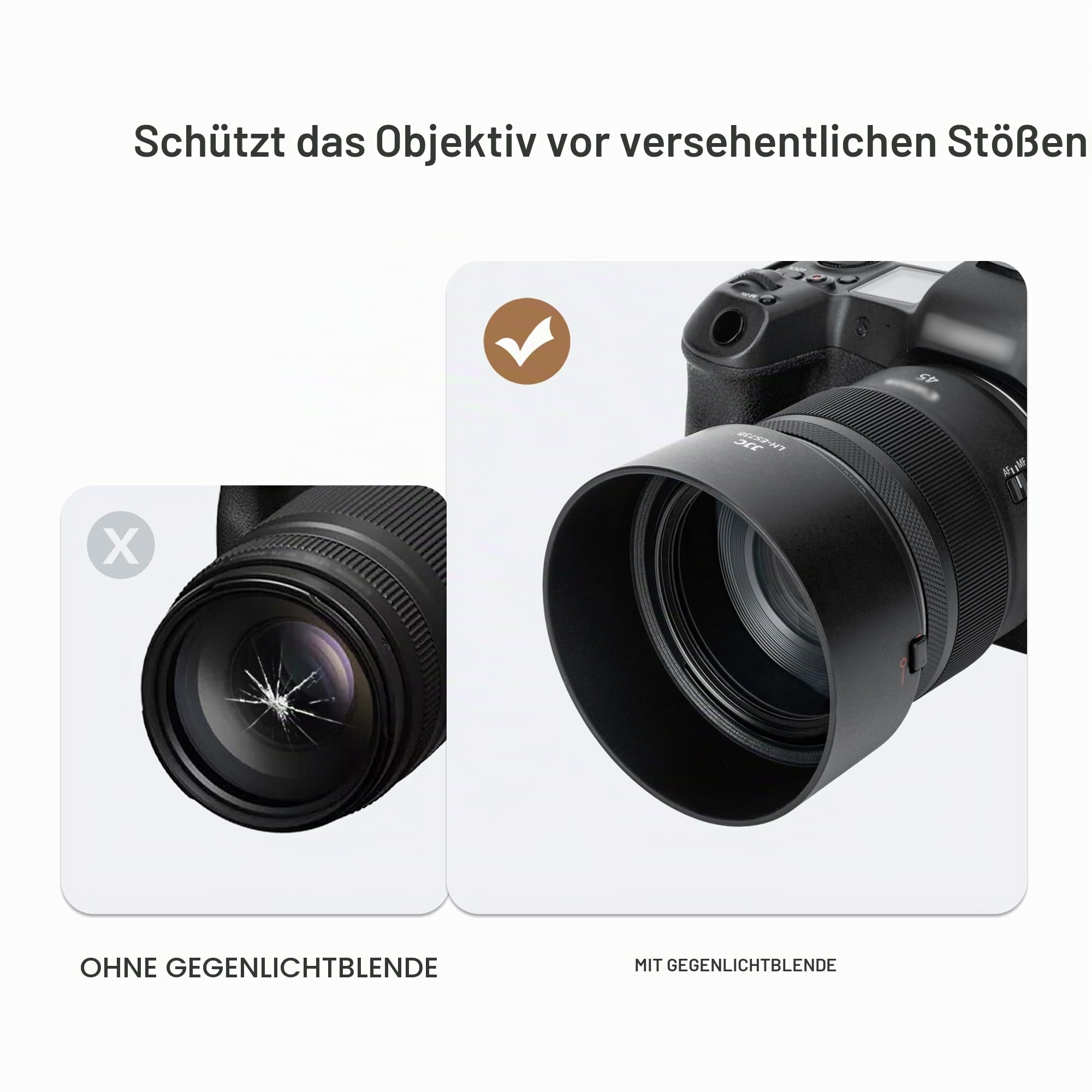 JJC ES73B Bajonett Gegenlichtblende Kompatibel mit Canon RF 45 mm F1,2 STM Objektiv, Umkehrbare Sonnenblende Objektivschutz ersetzt Canon ES-73B Gegenlichtblende