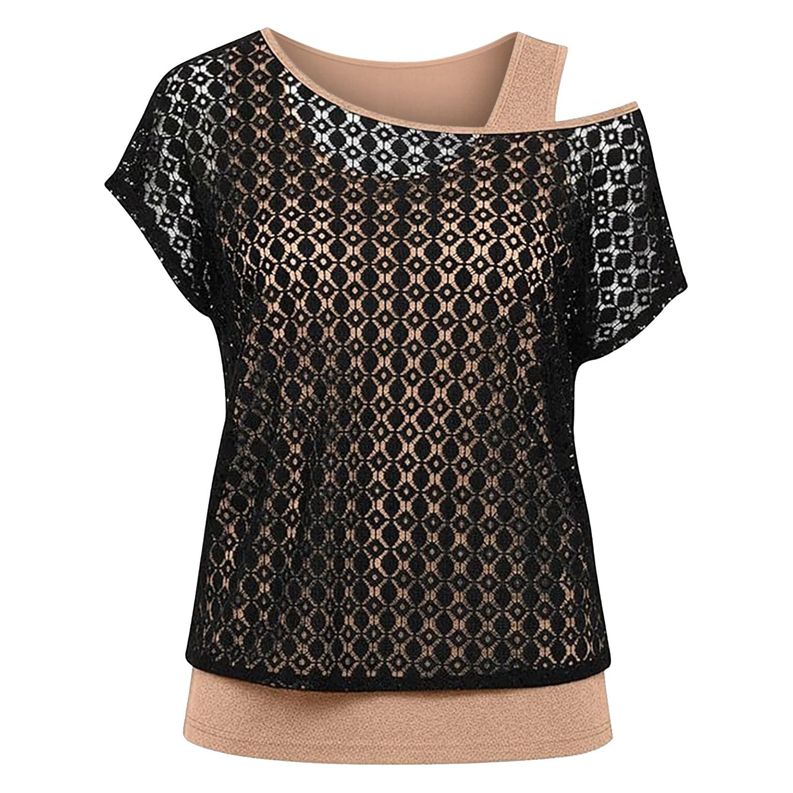 Top a maniche corte senza spalline, scollo asimmetrico