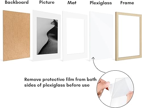 Vista 235 de Americanflat Portarretratos de 8 x 12 pulgadas con plexiglás pulido, juego de 2 portarretratos de 6 x 8 pulgadas con paspartú o para fotos de 8 x 12