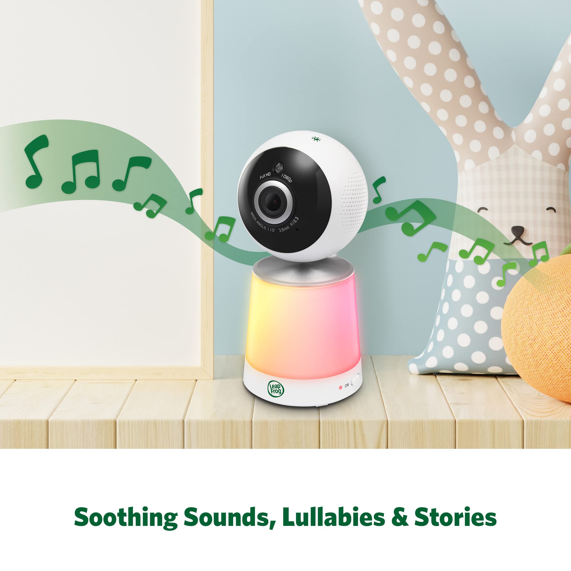 LeapFrog LF1726FHD 5.5" 1080p FHD Display Video Baby Monitor with up to 2500 ft range, 360 Pan & Tilt, 4X Zoom, Color Night Light, Color Night Vision,Soothing Sounds,Secure Transmission,Smart Sensors