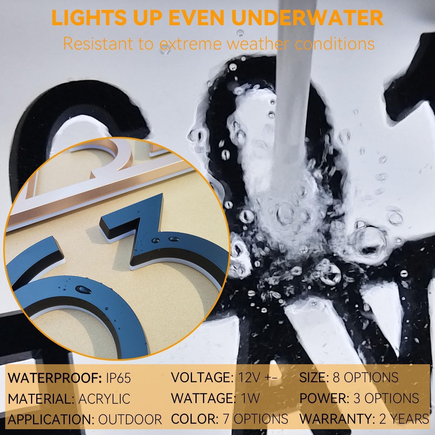 LED Address Signs for Houses Light Up- House Numbers for Outside Personalized Illuminated Address Numbers for House with Light - Backlit Acrylic House Numbers Solar Powered Optional