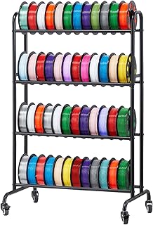 VEVOR Filament Lagerregal, 4 Ebenen, 750 x 455 x 1230 mm, Filamentspulenhalter, Metallregal mit Rädern, 3D-Druckerzubehör Organizer für 3D-Druckstudio, Büro, Werkstatt, Garage, Schwarz