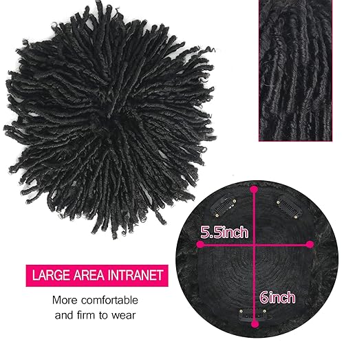 Miniatura 10 de Peluca de rastas con media peluca trenzada con clip para mujer, piezas cortas sintéticas de rastas para mujeres y hombres, pelucas para cabello fino