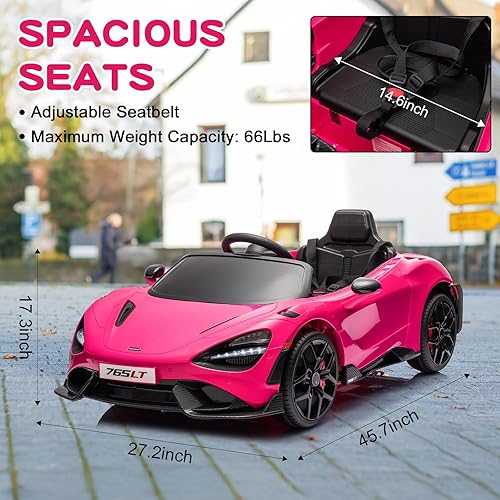 Miniatura 8 de McLaren765LT para niños de 3 a 6 años de edad, vehículo eléctrico con batería de 12 V, con control remoto para padres, reproductor de música, luces