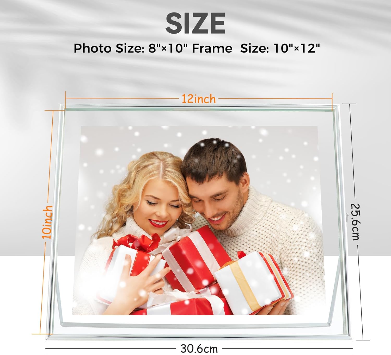 Silver Floating Frame, 10"x12", Horizontal, For Picture 8.5x11, 8x10, 7x9, Tabletop Metal Photo Frame, Classy Gift For Anniversary, Wedding or Birthday