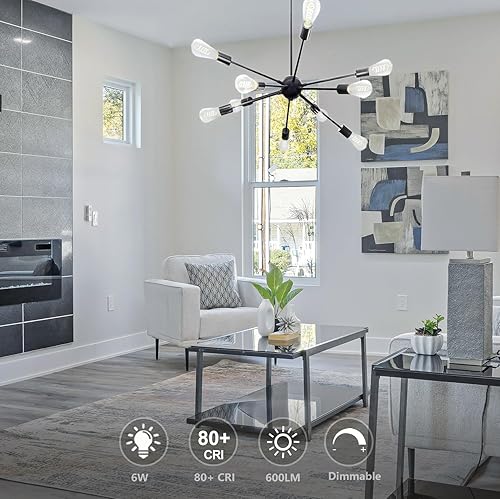 Miniatura 7 de 4 bombillas LED Edison ST58 (ST19), regulables, vintage, antiguas, de filamento, equivalentes a 6 W, 60 vatios, luz diurna 5000 K, 600 lúmenes, base