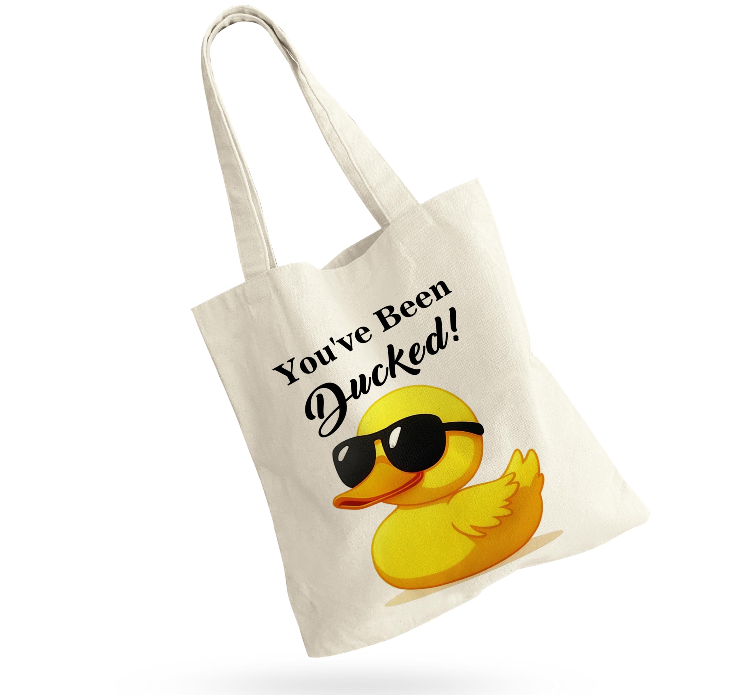 YOU'VE BEEN DUCKED Canvas Tote Bag,Purse For Duck Lovers,Yellow Duck Grocery Sack,Duck Ducking Bags,Shopping Bag for Women