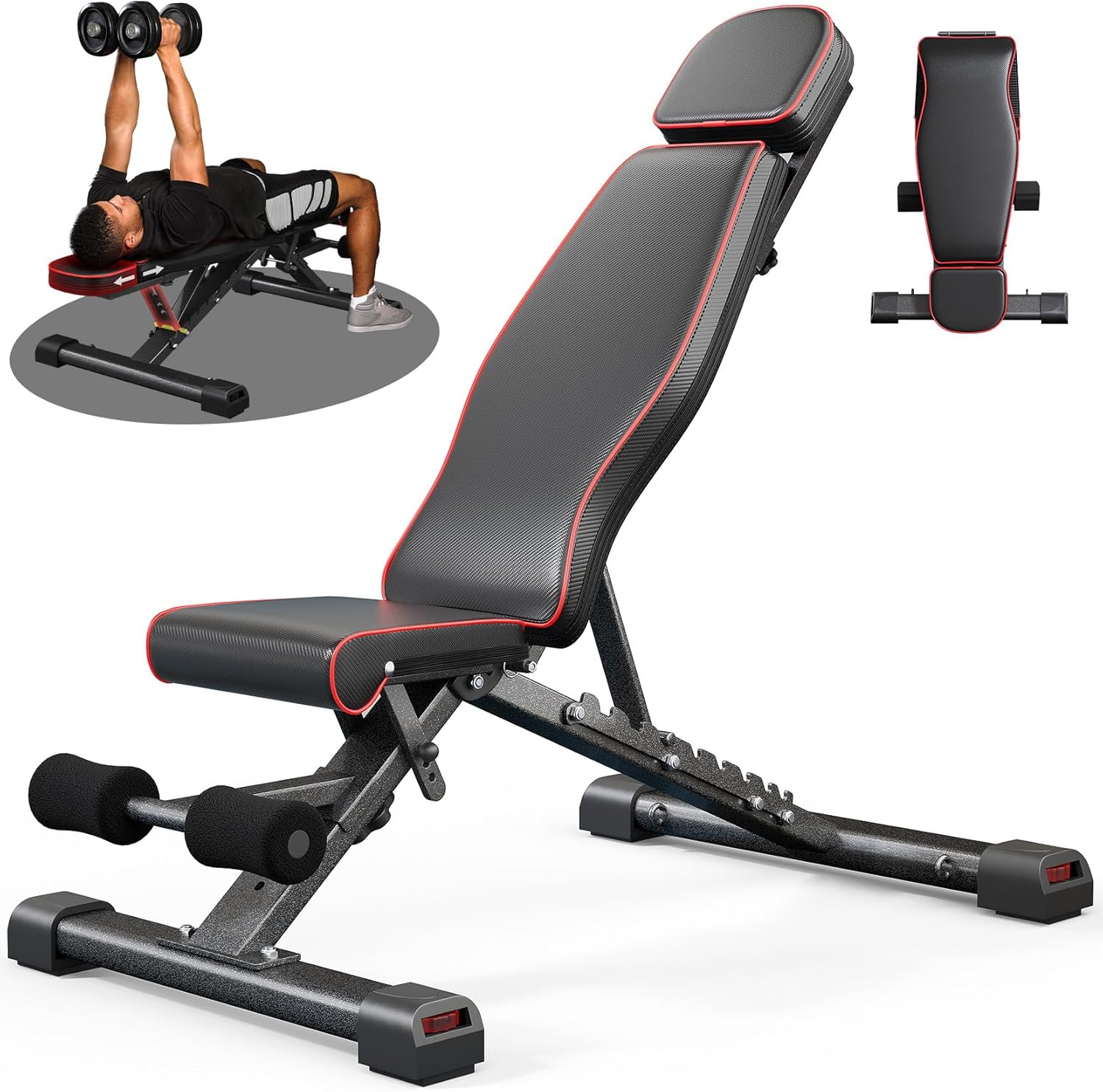 YOLEO 880LB Adjustable Weight Bench for Bench Press, MAX Foldable Weight Bench with Bench Press Stand/Extended Head for Home Gym/Full Body Workout 90 Degree Workout Bench User 6'56''(Max Version) - Amazon product rated Grade B