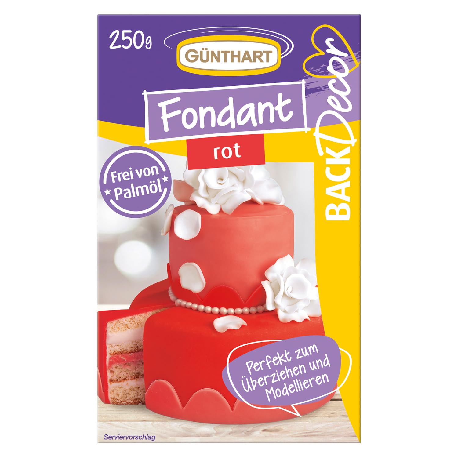 Günthart BackDecor Royal fondant czerwony | bez oleju palmowego | masa modelarska | miłość | Walentynki | Dzień Matki | (250 g)