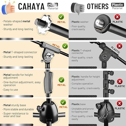 Miniatura 2 de CAHAYA Soporte de micrófono de trípode brazo de brazo de liberación de un botón Soporte de micrófono de piso portátil con bolsa de transporte y 2
