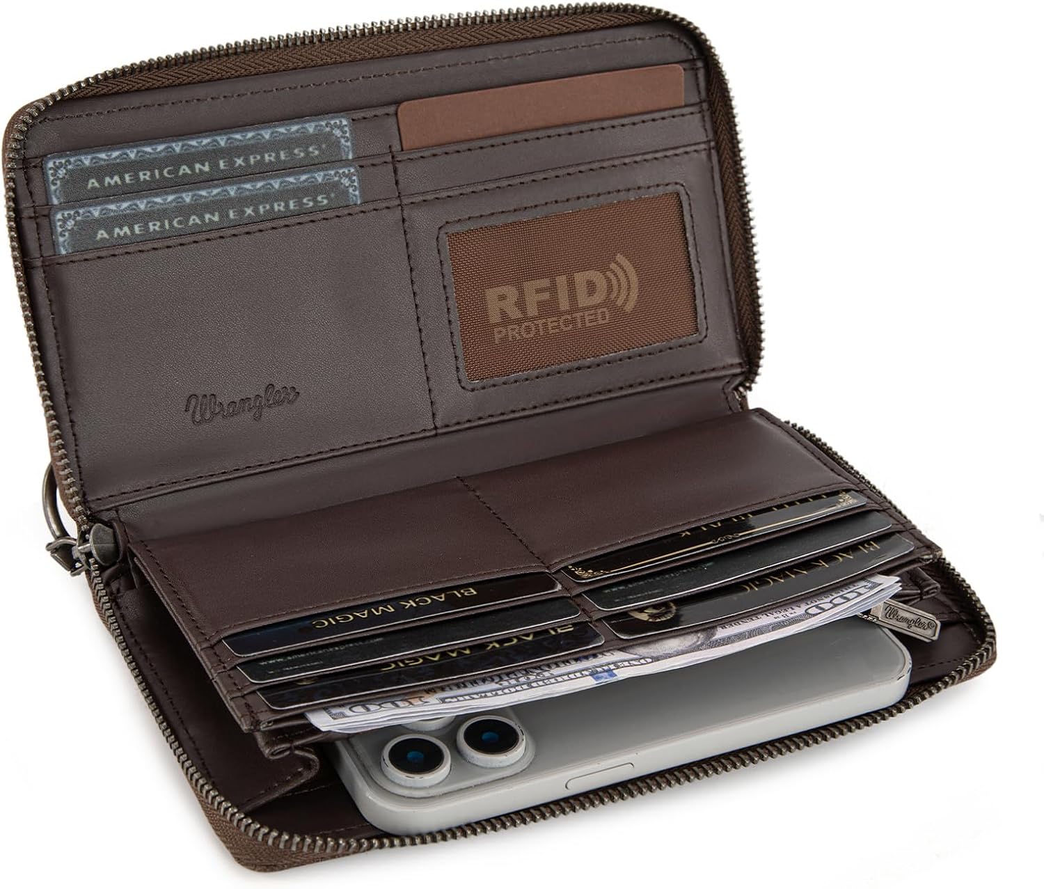 Wrangler Wristlet Wallets for Women Western Clutch Wallet Card Cases with Zipper Pocket - Image 3