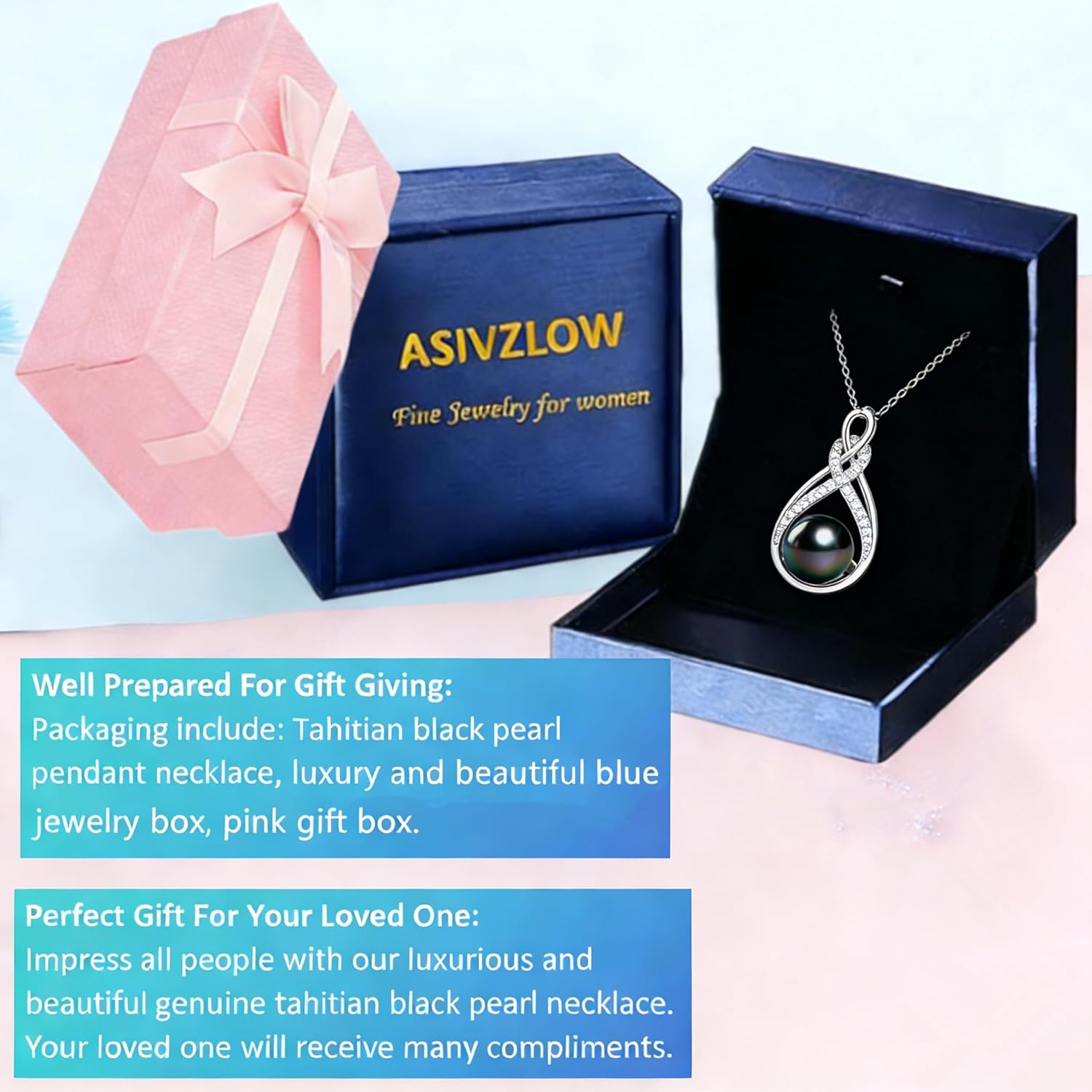 Grade 4A for Wife Women Tahitian Black Pearl Necklace Colorful S925 Sterling Silver Anniversary Birthday Wedding Mother's Day Gift for Wife Lady Mom Girlfriend Daughter Adjustable Chain