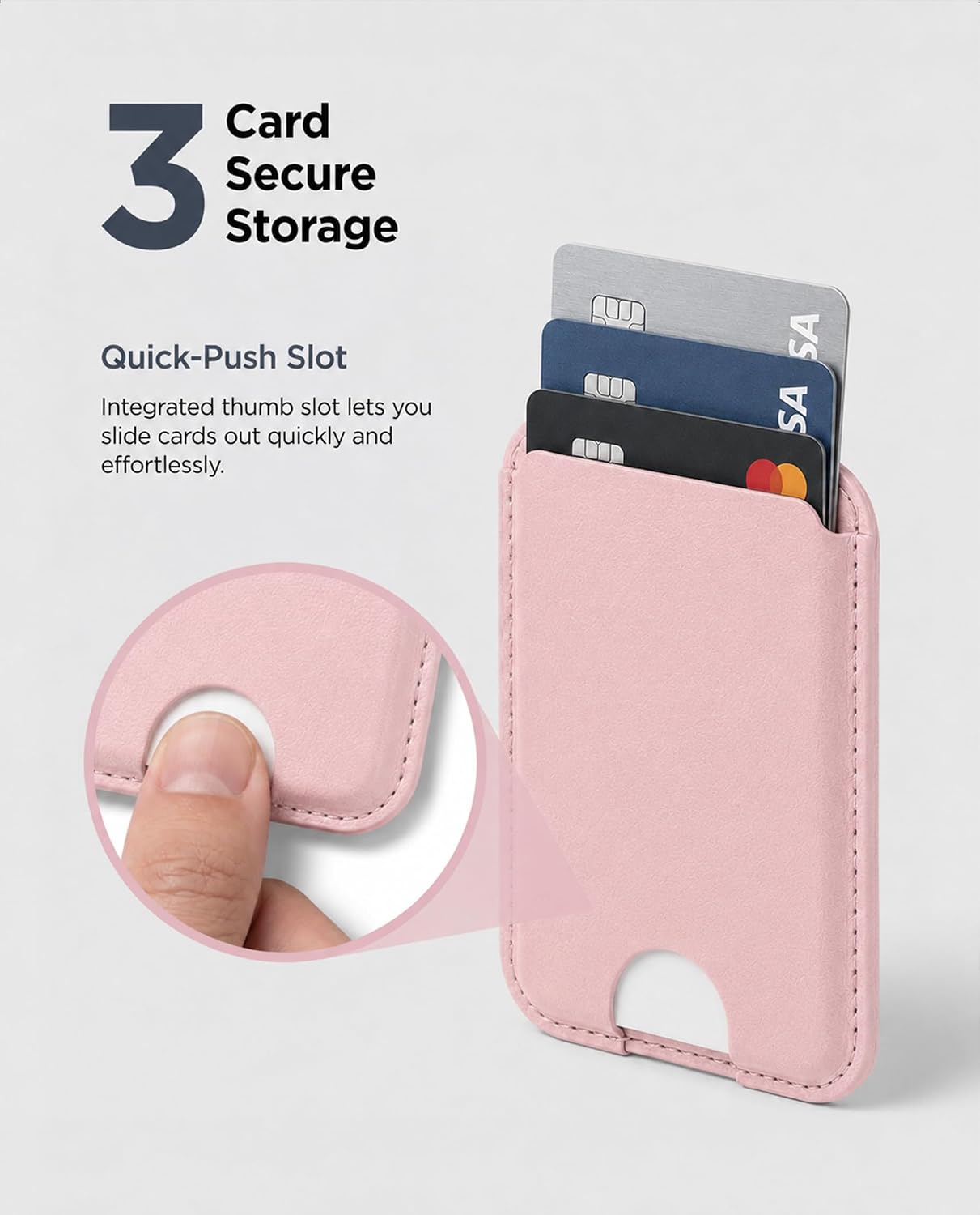 ENCASED Magnetic Wallet for Samsung Phones (Compatible with MagSafe) Premium PU leather Slim Card Holder Designed for Galaxy S25, S25 Plus, S25 Ultra (Pink) image 3