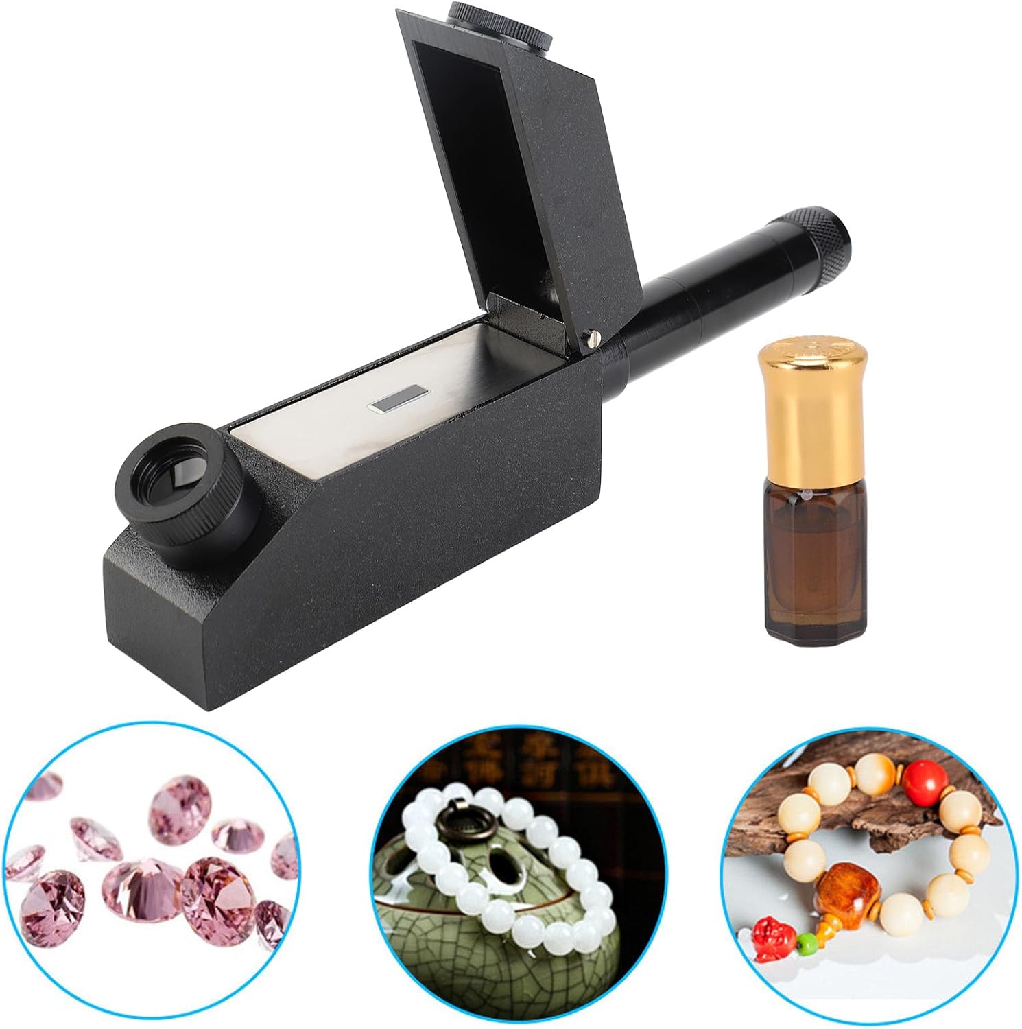 Gemological Refractometer Kit with Light - Portable Gemstone Testing Tool for Jewelers and Gemologists
