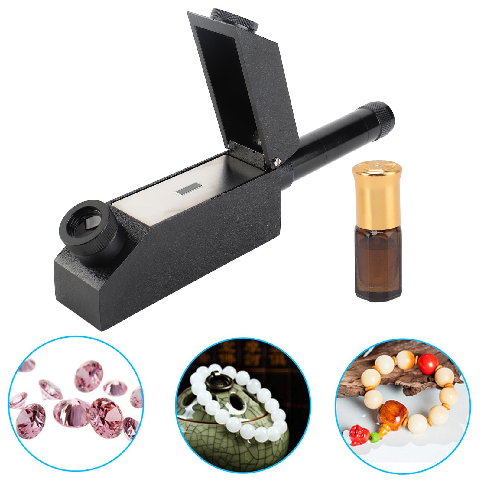 Fockety Réfractomètre, réfractomètre Professionnel de Haute précision pour Bijoux, Plage de Mesure 1,30 à 1,81, réfractomètre pour Bijoux pour identifier et authentifier Les