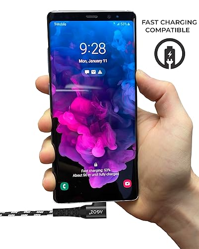 Miniatura 4 de Agoz - Cable USB C de carga rápida, cable trenzado de ángulo recto para Samsung Galaxy S24 S23 S22 S21, Note 20 10, A03s A14 A15 A23 A32 A42 A52 A53